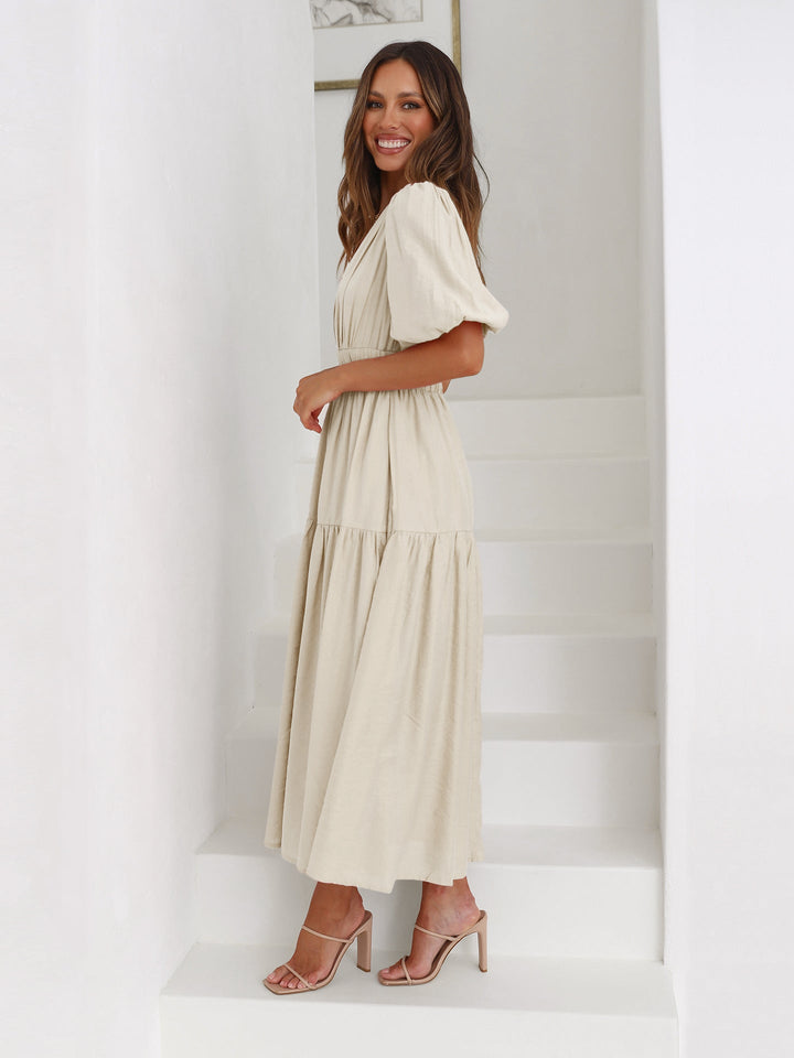 Bethany – Robe Maxi Manches Bouffantes