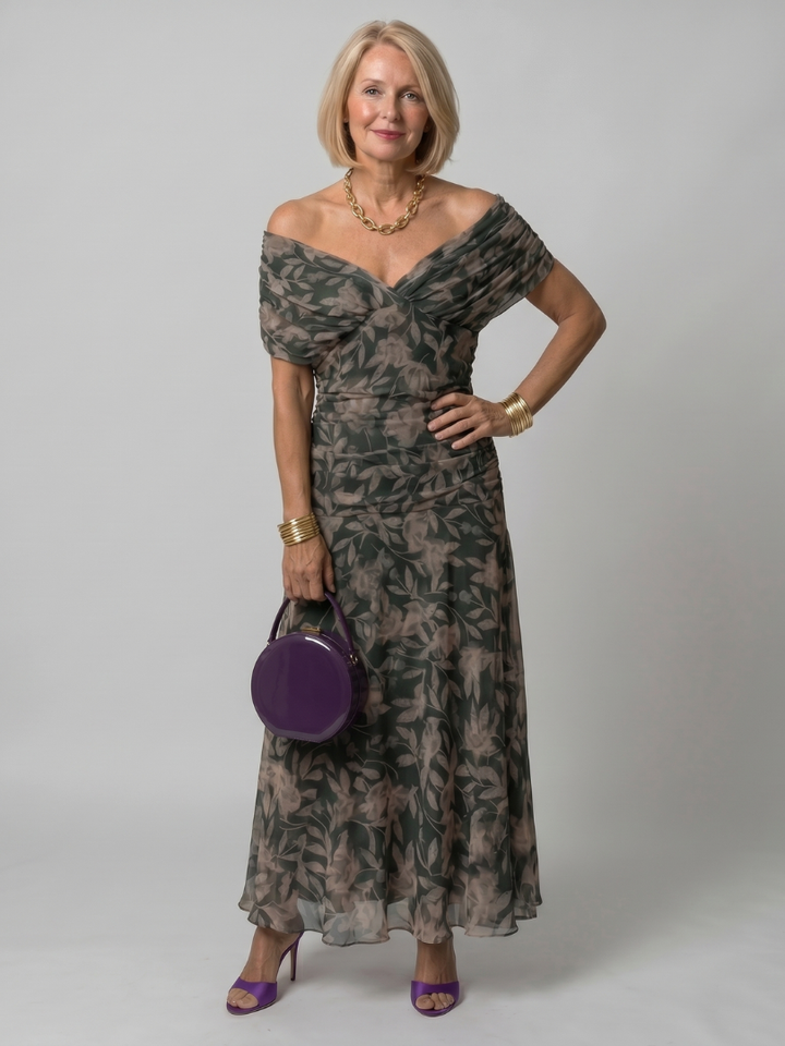 Calen – Robe Midi Épaules Dénudées Fluide