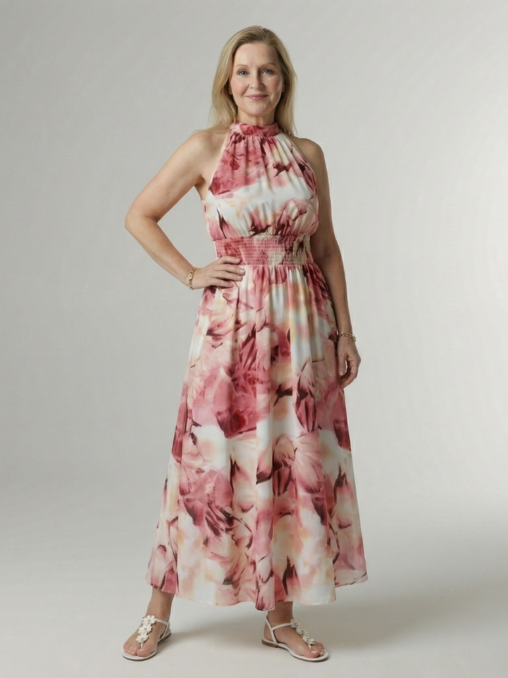 Sylin – Robe Midi Halter Froncée