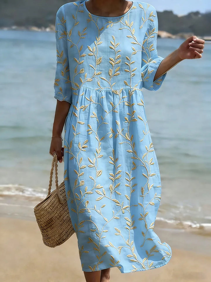 Natalie – Robe Midi Florale Col Rond