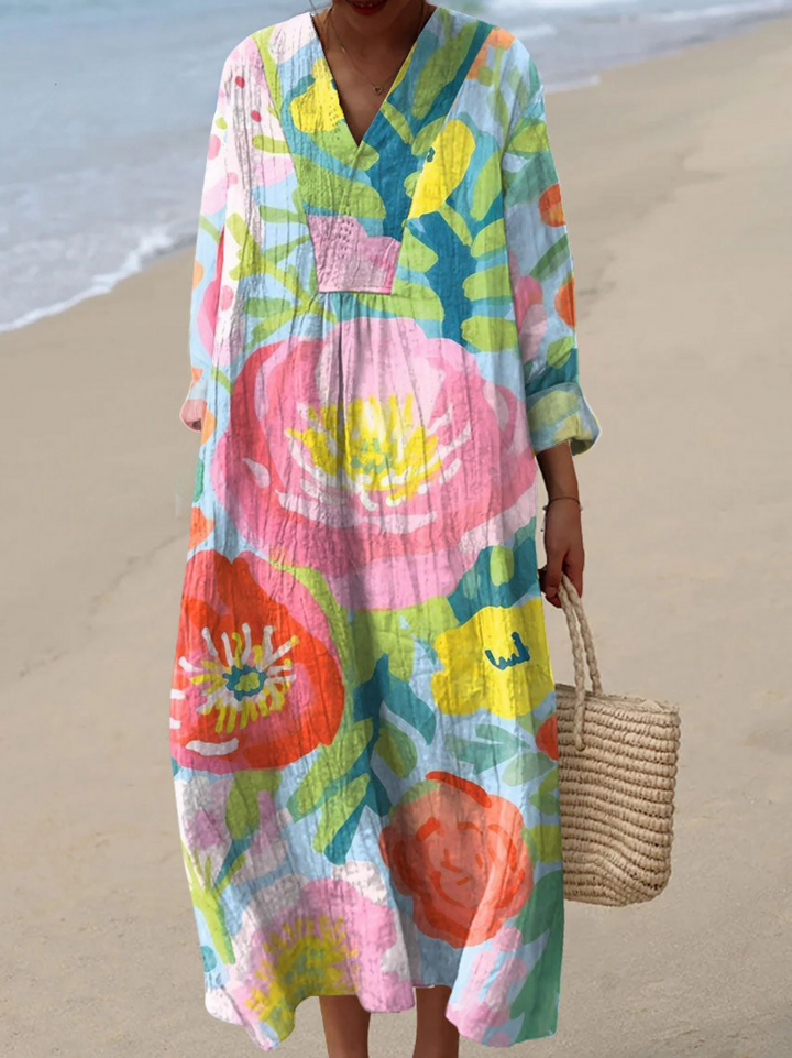 Robe Imprimé Fleurs Aquarelle