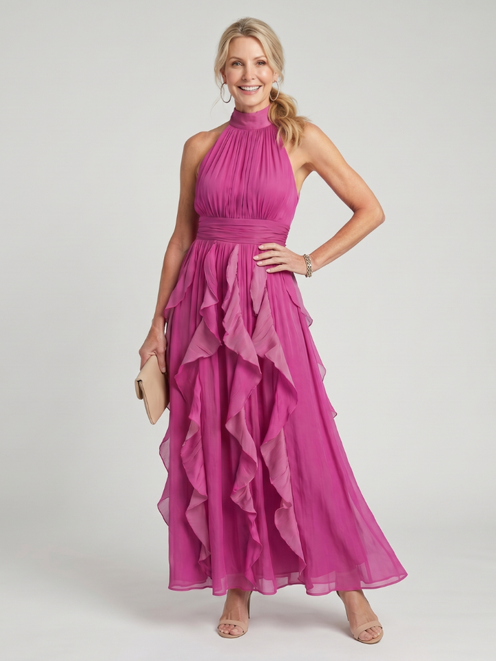 Orea – Robe Maxi Col Montant à Volants