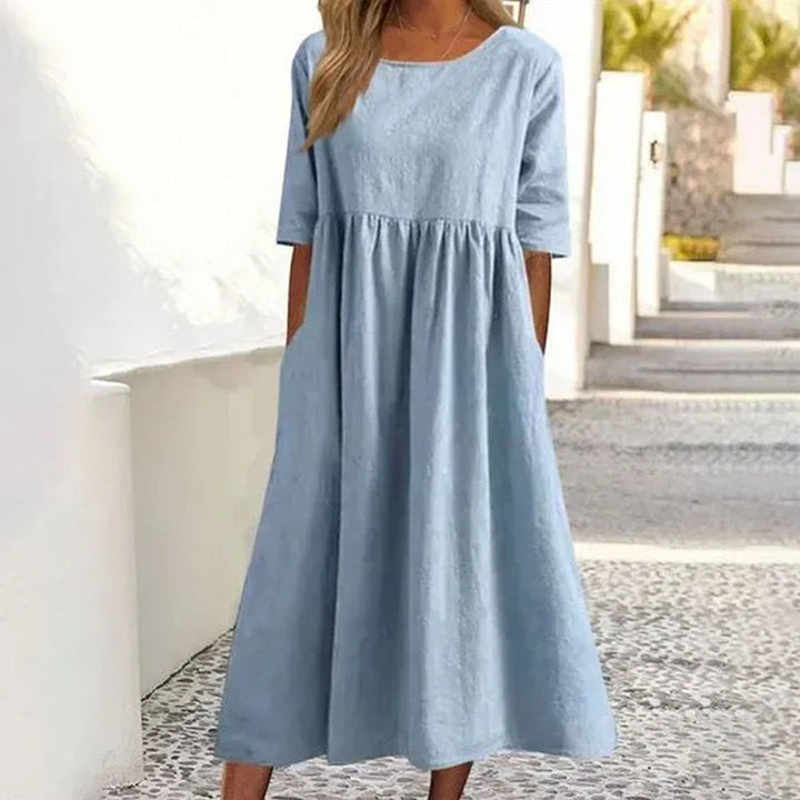 Sophie – Robe Midi Lin & Coton