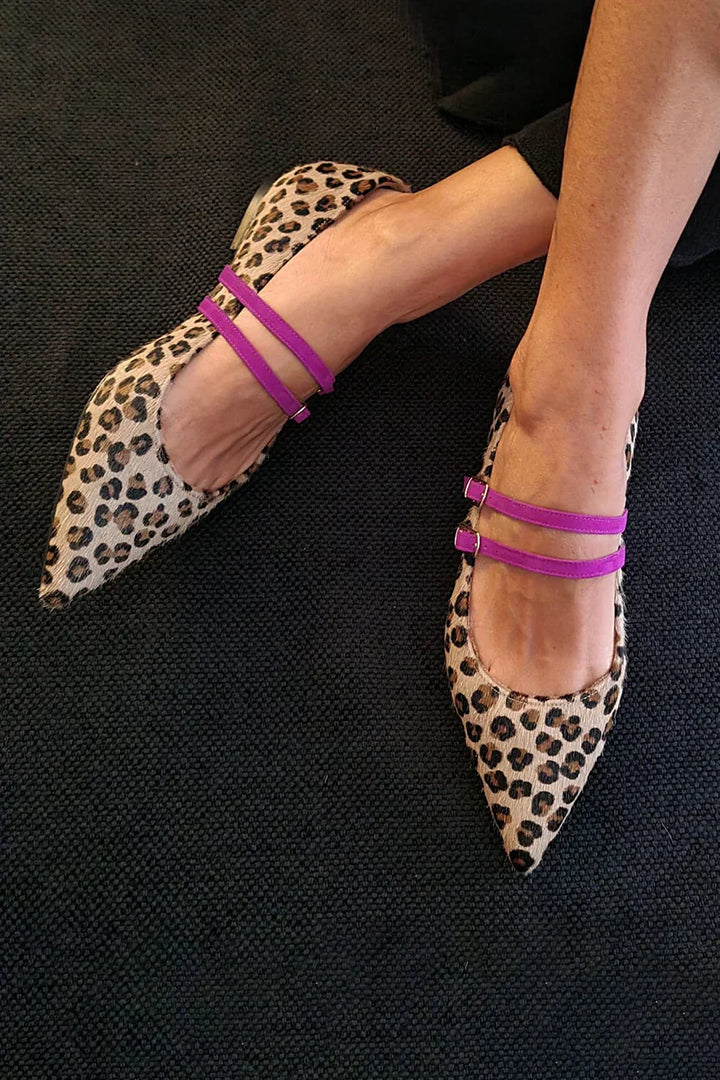 Escarpins Imprimé Léopard Double Bride
