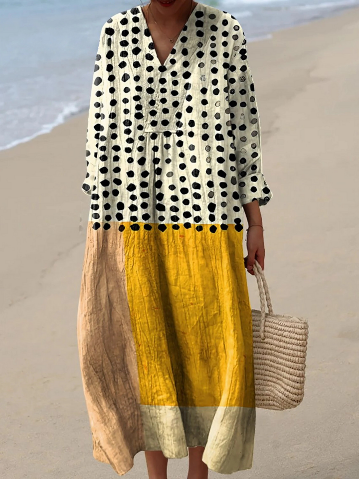 Robe Fluide Imprimé Pois Jaune
