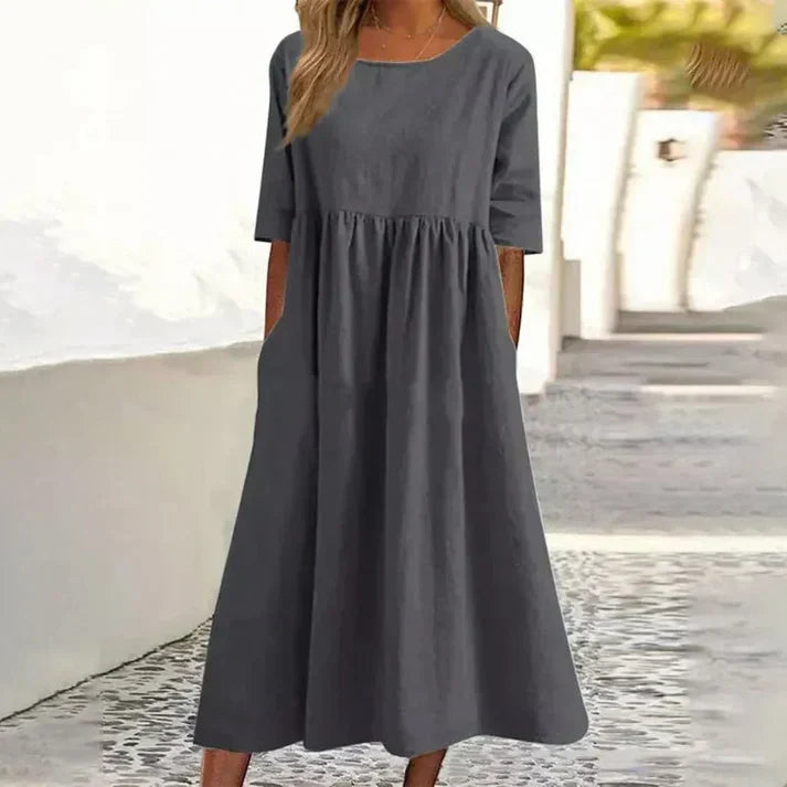 Sophie – Robe Midi Lin & Coton