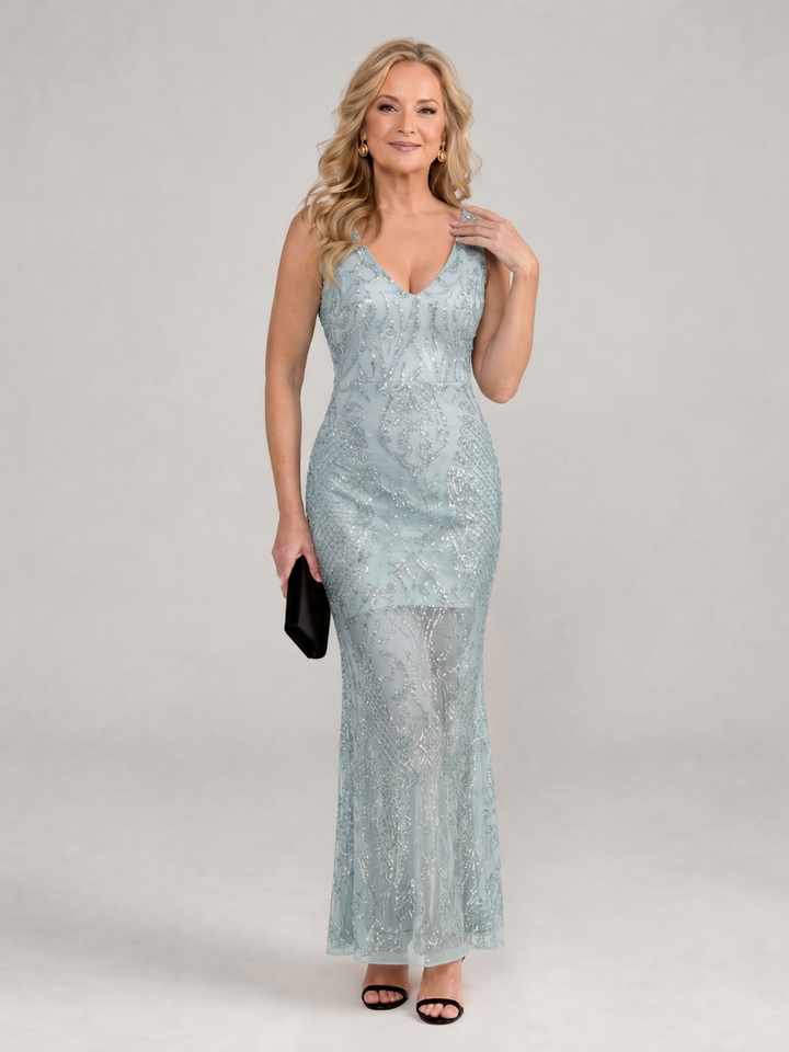 Sirea – Robe Midi Sequins & Transparence