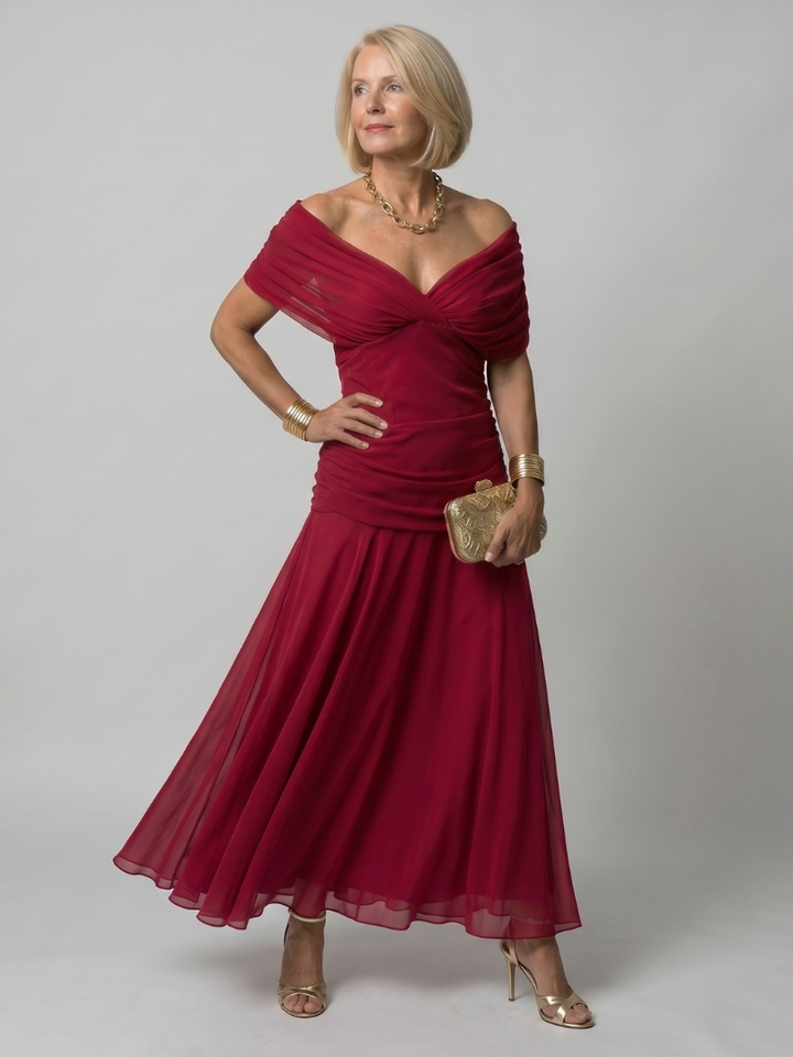 Calen – Robe Midi Épaules Dénudées Fluide