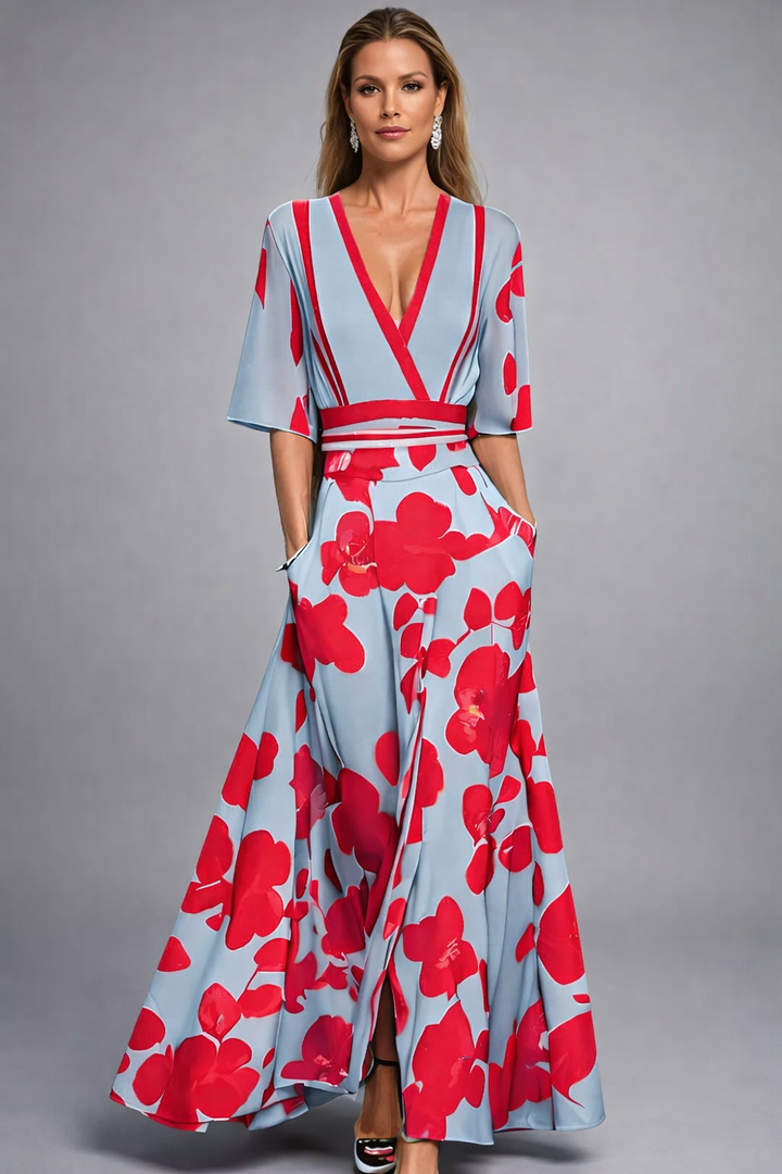 Elisa – Robe Maxi Portefeuille Florale