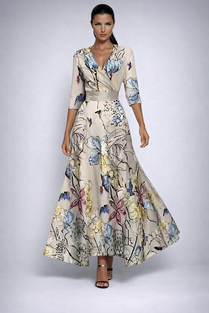 Elisa – Robe Maxi Portefeuille Florale