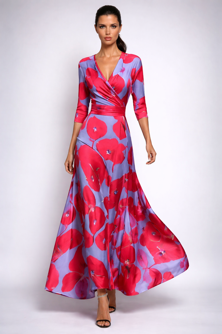 Elisa – Robe Maxi Portefeuille Florale