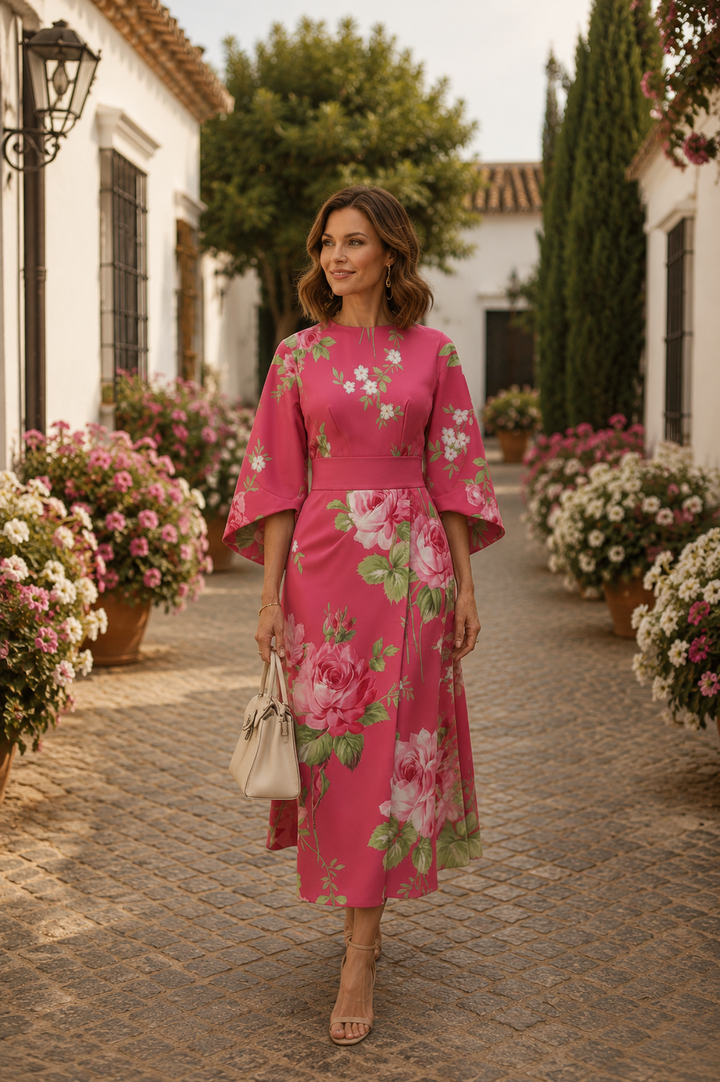Celeste – Robe Midi Florale Élégante