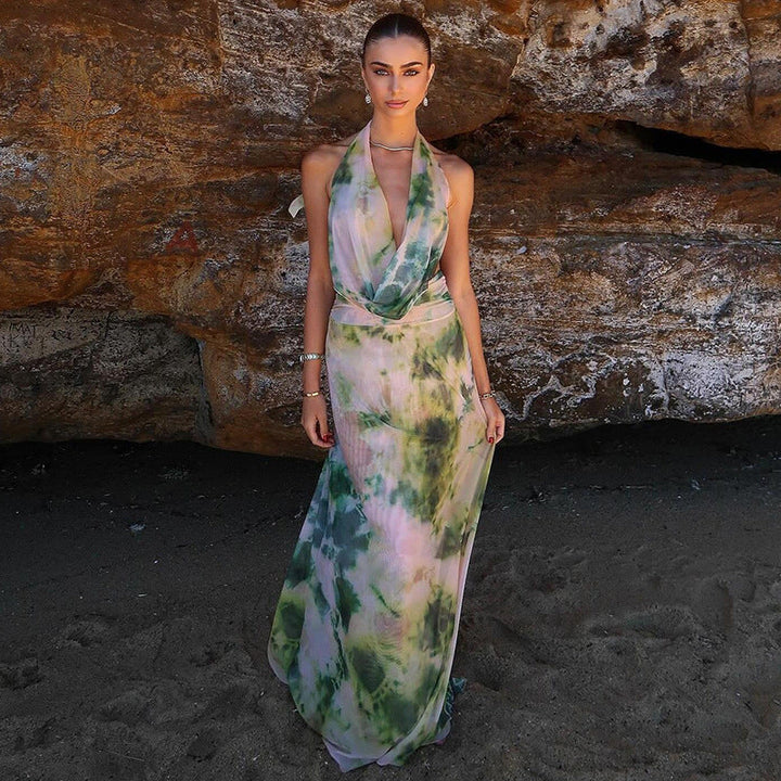 Reign – Robe Maxi Halter Dos Nu