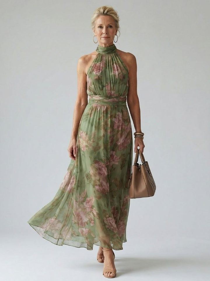 Mirelle – Robe Midi Halter Froncée