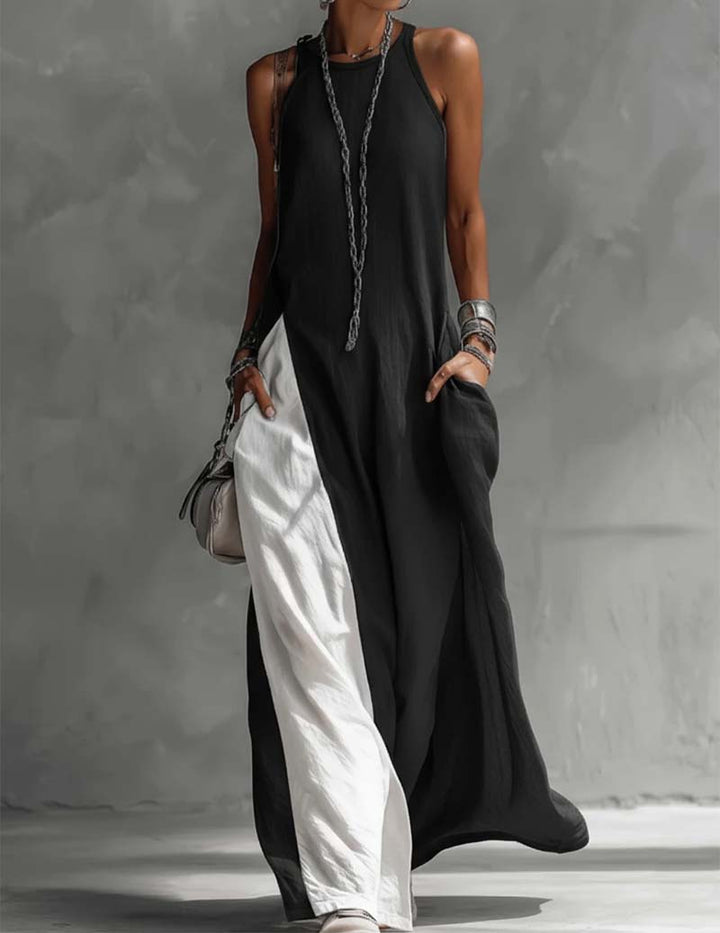 Hanna – Robe Maxi Asymétrique Sans Manches