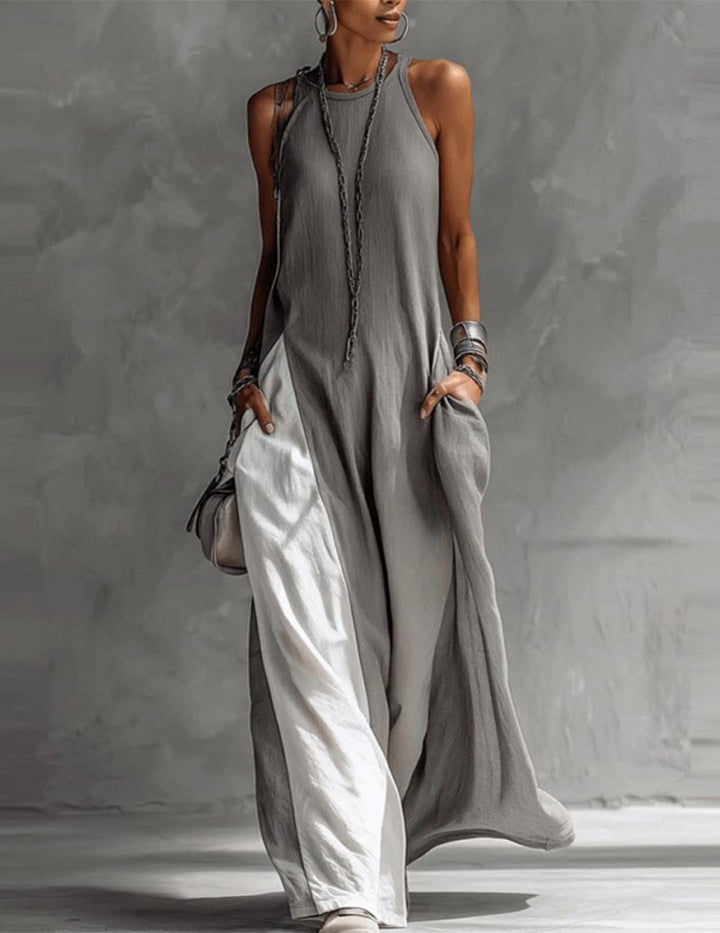 Hanna – Robe Maxi Asymétrique Sans Manches