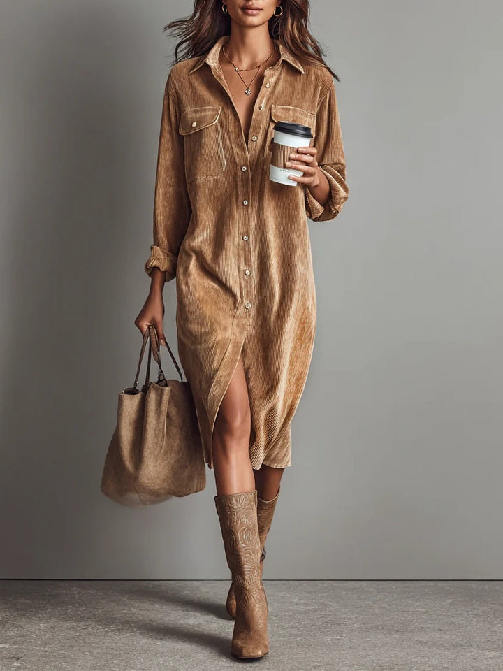 Elise – Robe Velours Côtelé Douce