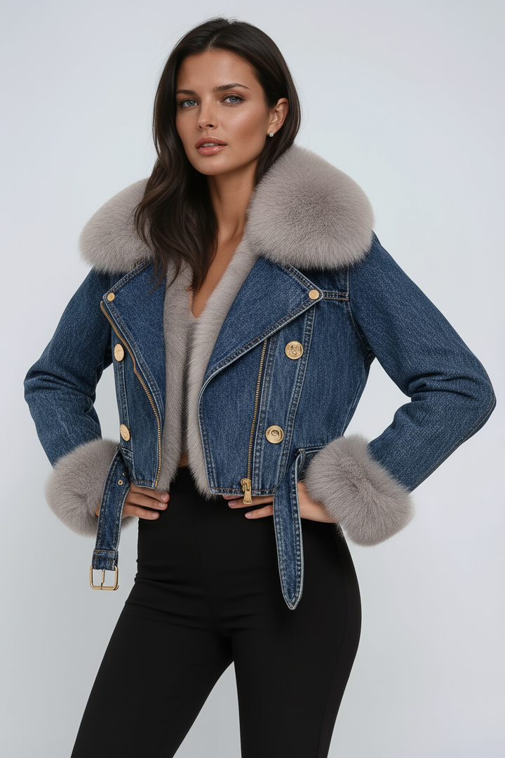 Amara – Veste Jean Doublure Fourrure