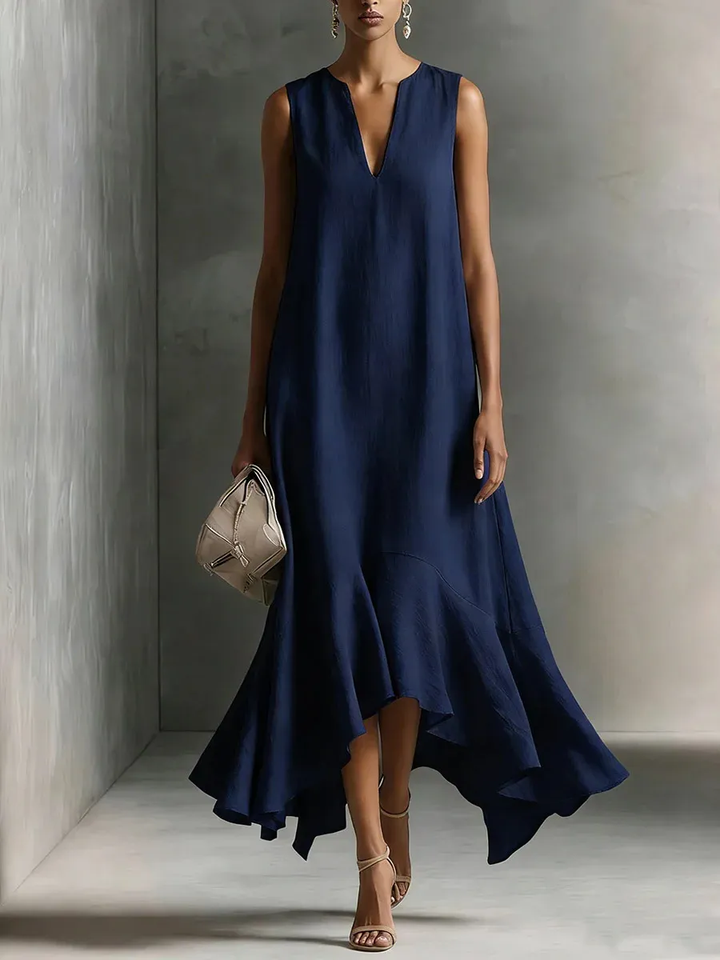 Astra – Robe Maxi Col V Sans Manches