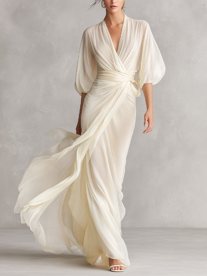 Sefa – Robe Chiffon Transparente Ivoire