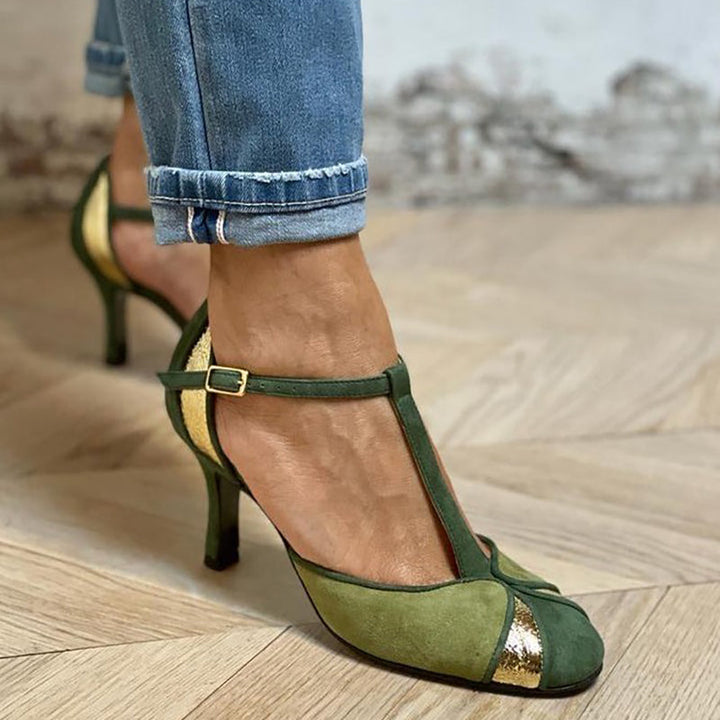 Carley™ – Talons T-Strap Patchwork