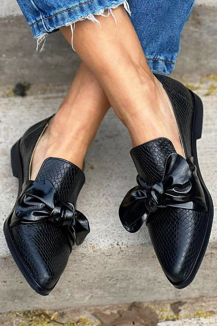 Orla™ – Mocassins Noirs à Nœud