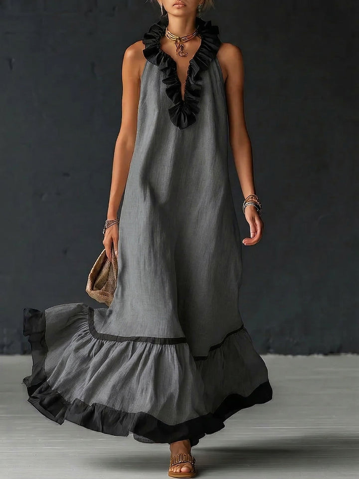 Celestine – Robe Maxi Color-Block à Volants