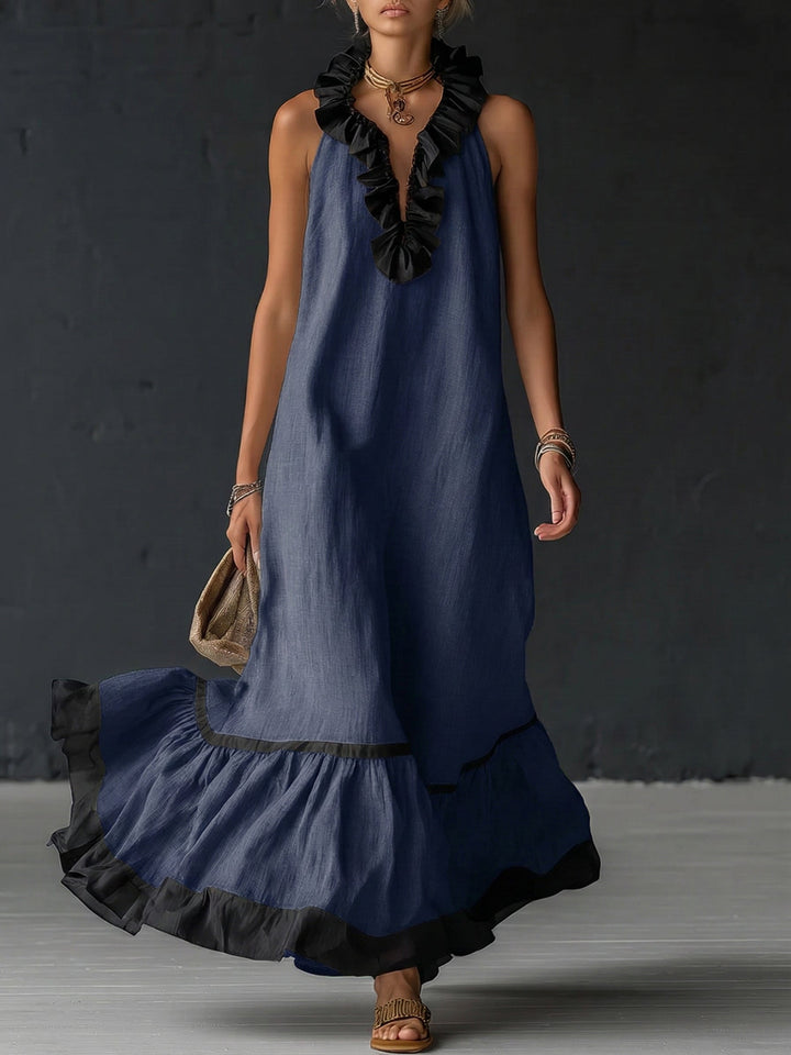 Celestine – Robe Maxi Color-Block à Volants