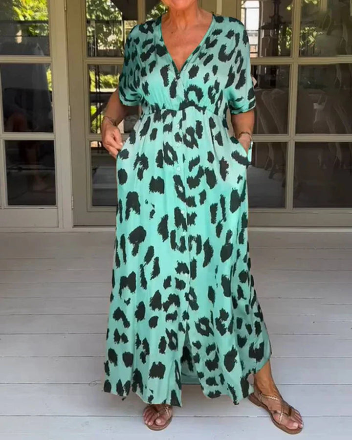 Helga – Robe Maxi Imprimé Léopard