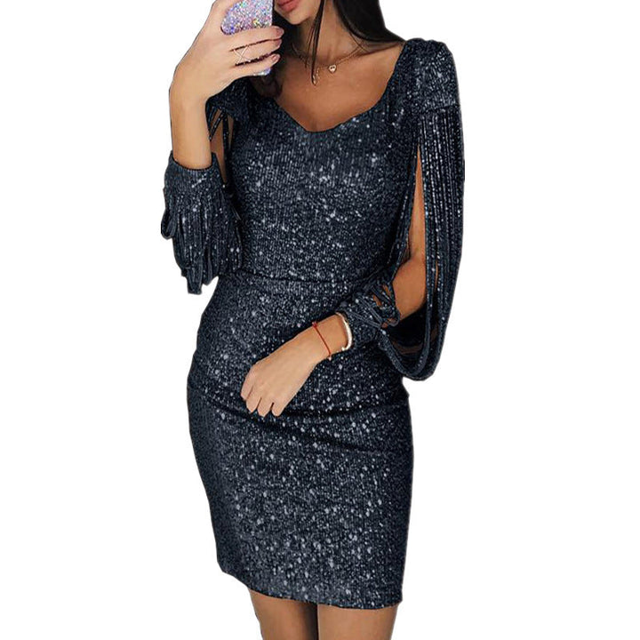 Mira – Robe Col V Manches Longues