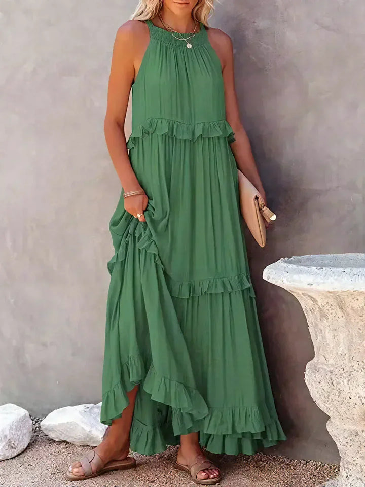 Ilona – Robe Halter à Volants & Poches