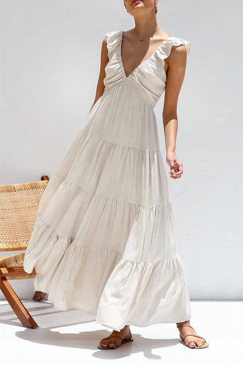 Juliet – Robe Maxi Col V à Volants