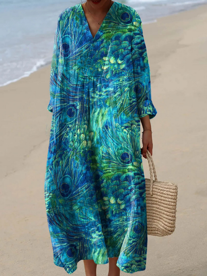 Robe Imprimé Plumes de Paon
