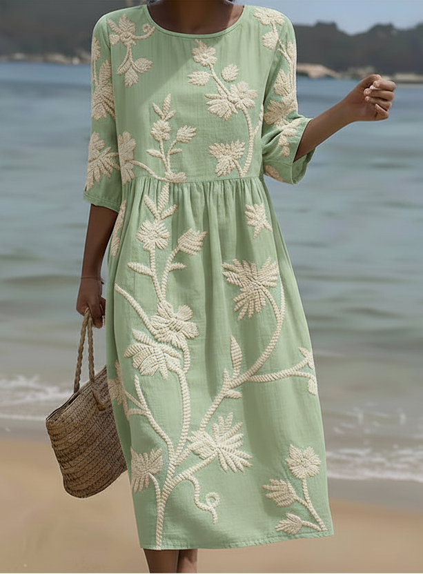Gwen – Robe Midi Imprimé Fleurs & Plantes