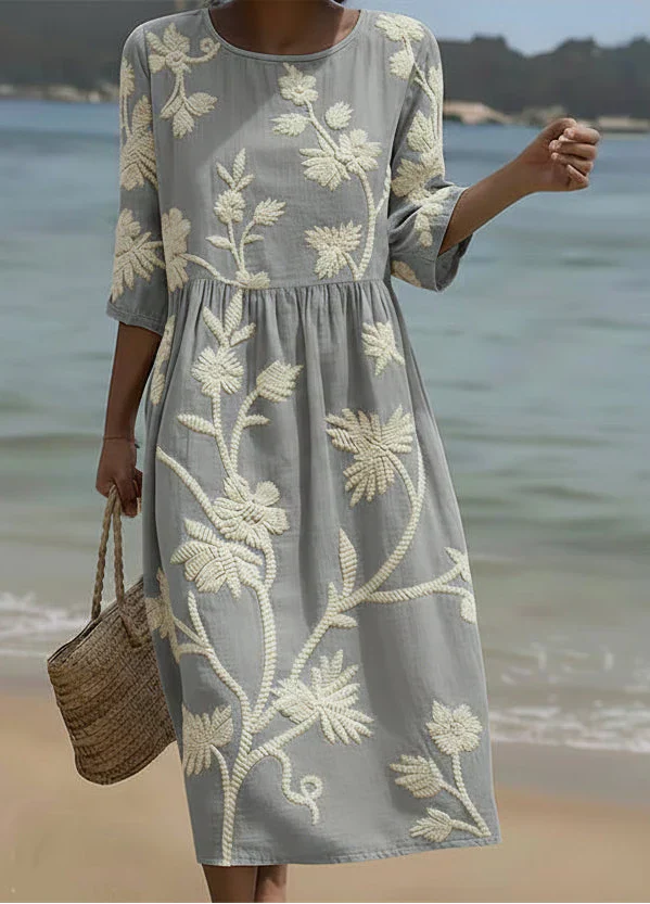 Ashley – Robe Midi Imprimé Fleurs & Plantes