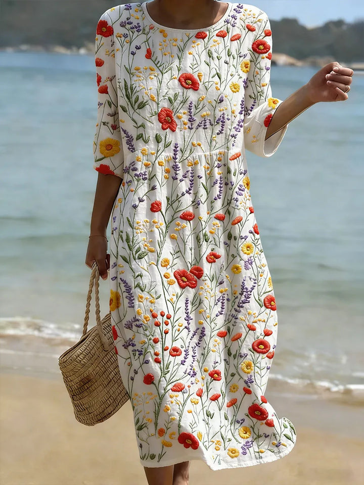 Christina – Robe Maxi Florale Col Rond