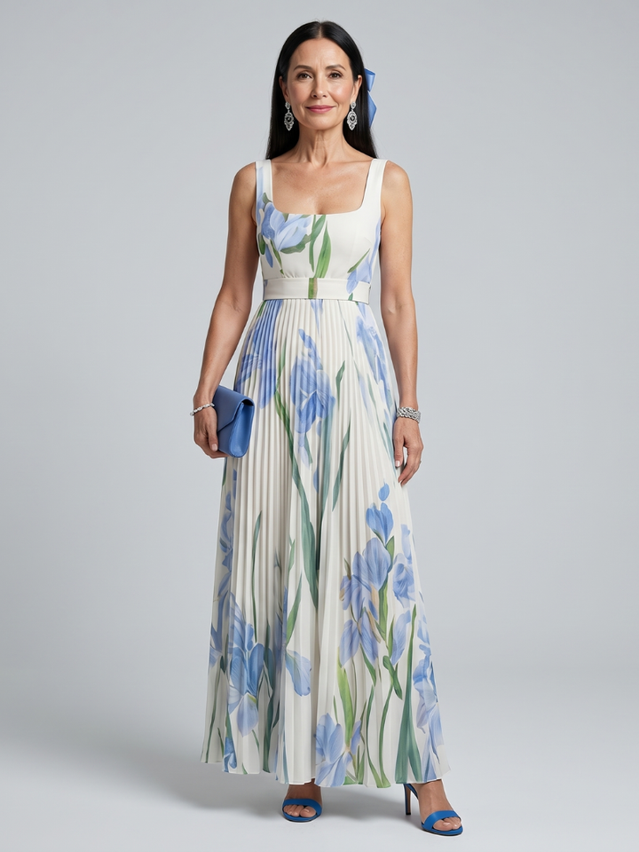 Ophelia – Robe Midi Florale Col Carré