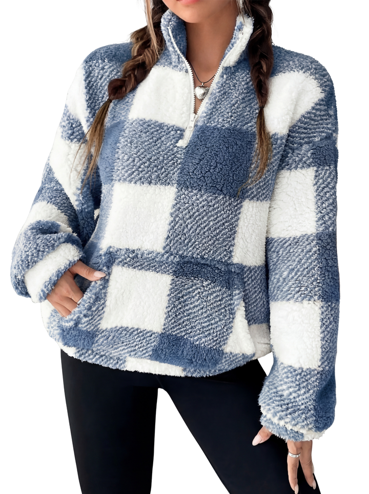 Hillie™ – Pull Half-Zip Carreaux
