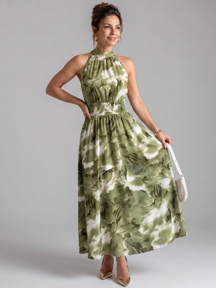 Olivia – Robe Midi Imprimé Abstrait