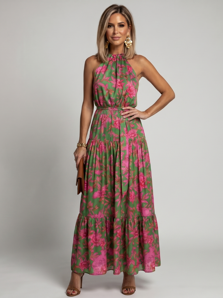 Rowen – Robe Midi Halter Drapée