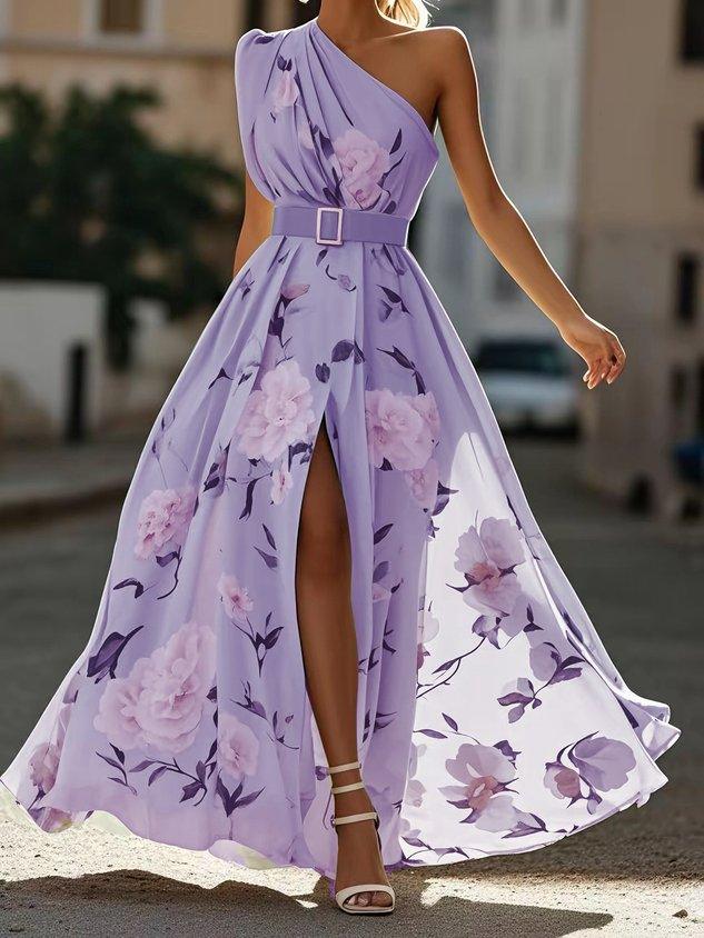 Sella – Robe Maxi Chiffon Une Épaule