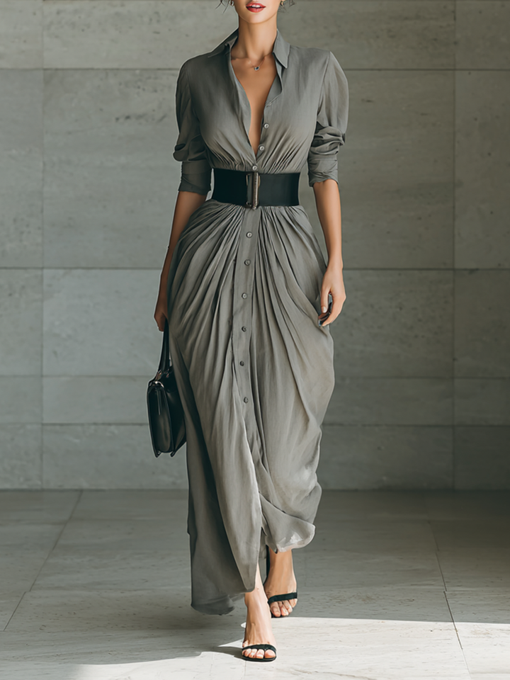 Zahara – Robe Longue Plissée Ceinturée