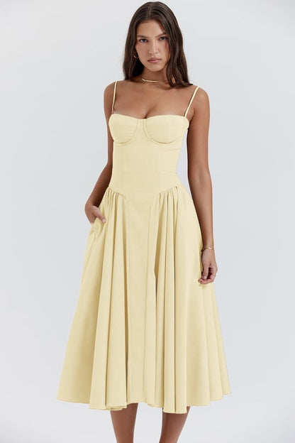 Nina – Robe Midi Corset Sans Manches