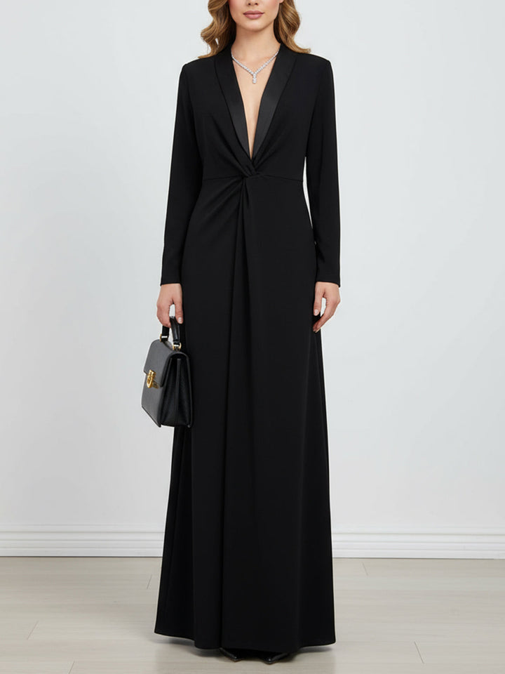 Kara – Robe Maxi Col V Profond Manches Longues