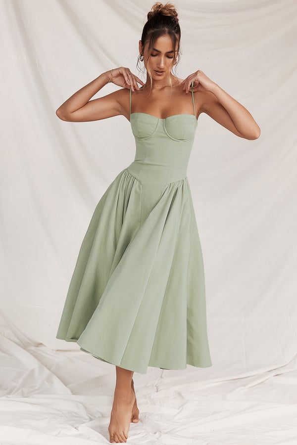 Nina – Robe Midi Corset Sans Manches
