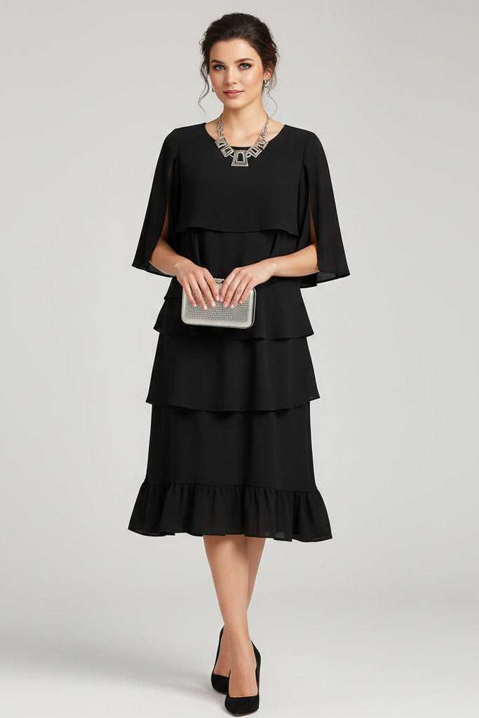 Anna – Robe Midi Élégante à Volants