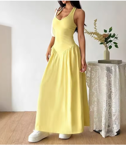 June – Robe Longue Dos Nu Jaune