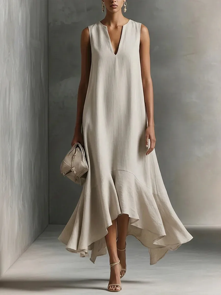 Astra – Robe Maxi Col V Sans Manches