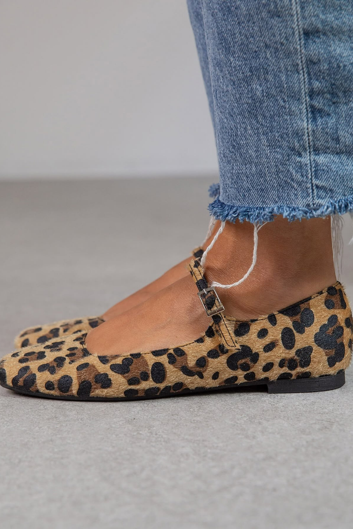 Ballerines Imprimé Animal à Bride