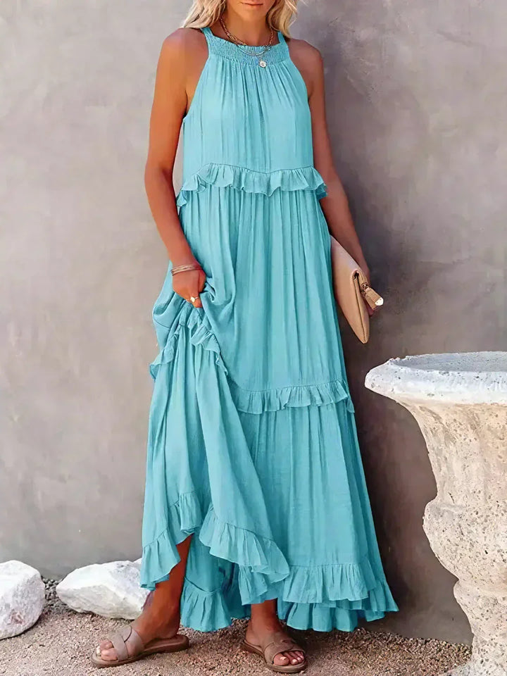 Ilona – Robe Halter à Volants & Poches